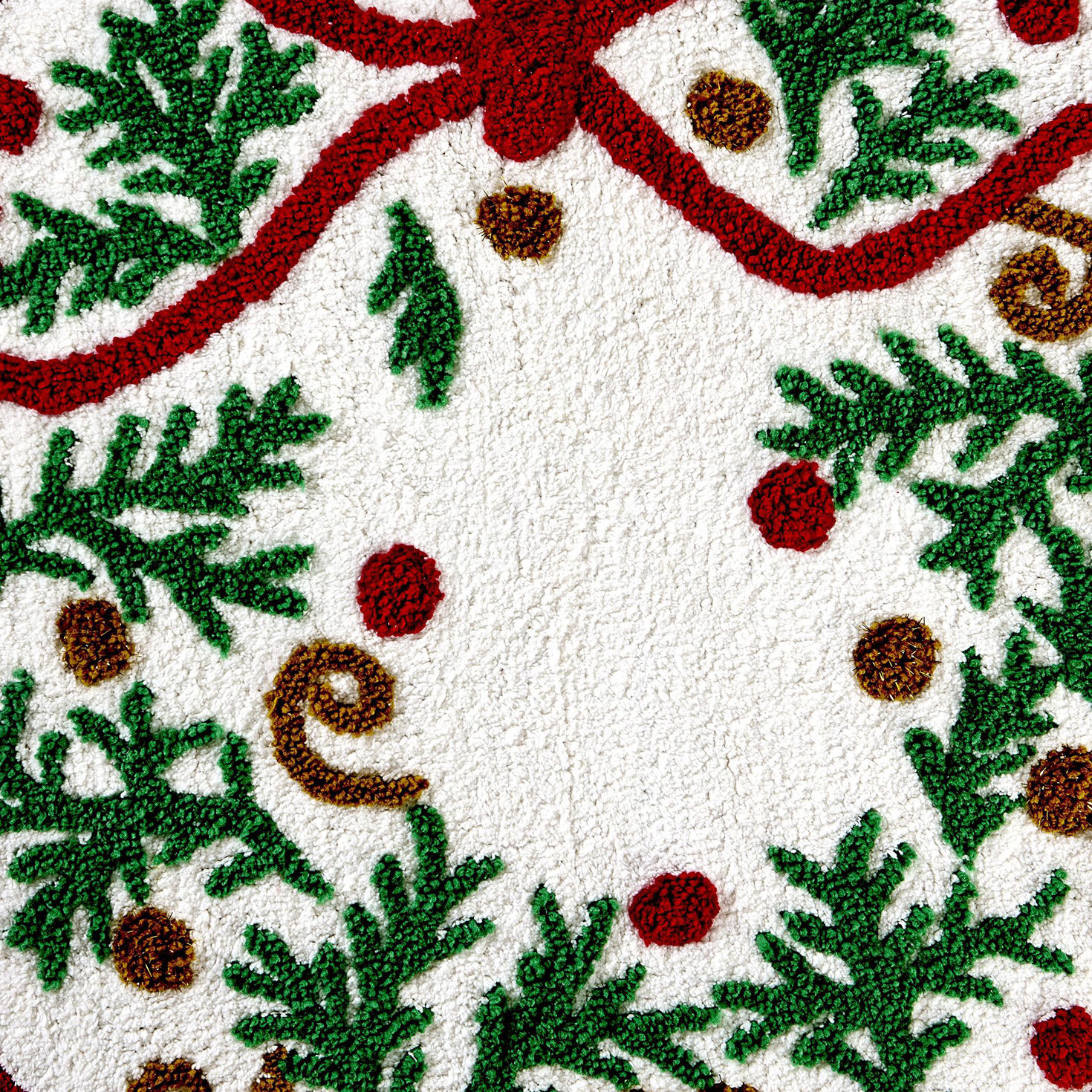 Hallmark Christmas Wreath Tufted Bath Rug upclose view image number 3