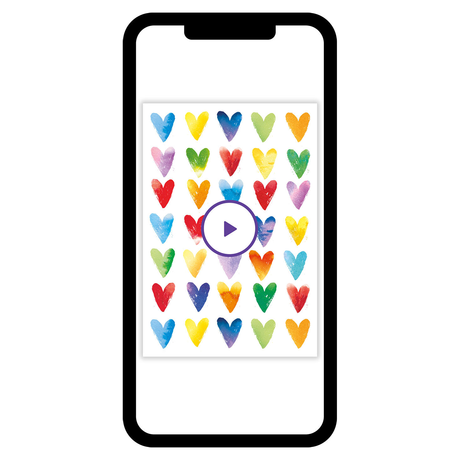 Watercolor Hearts Love eCard