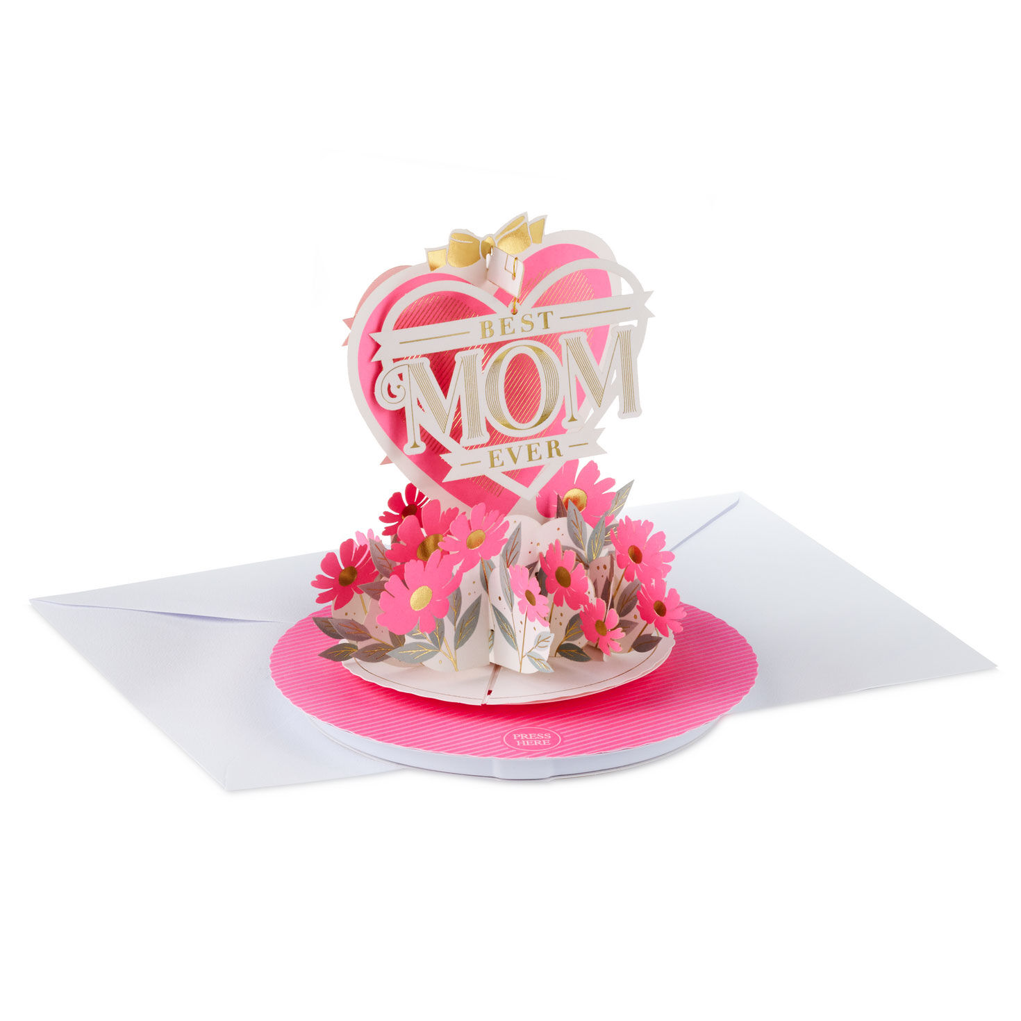 Best Mom Ever Hearts and Flowers Musical 3D Pop-Up Mother's Day Card With Motion