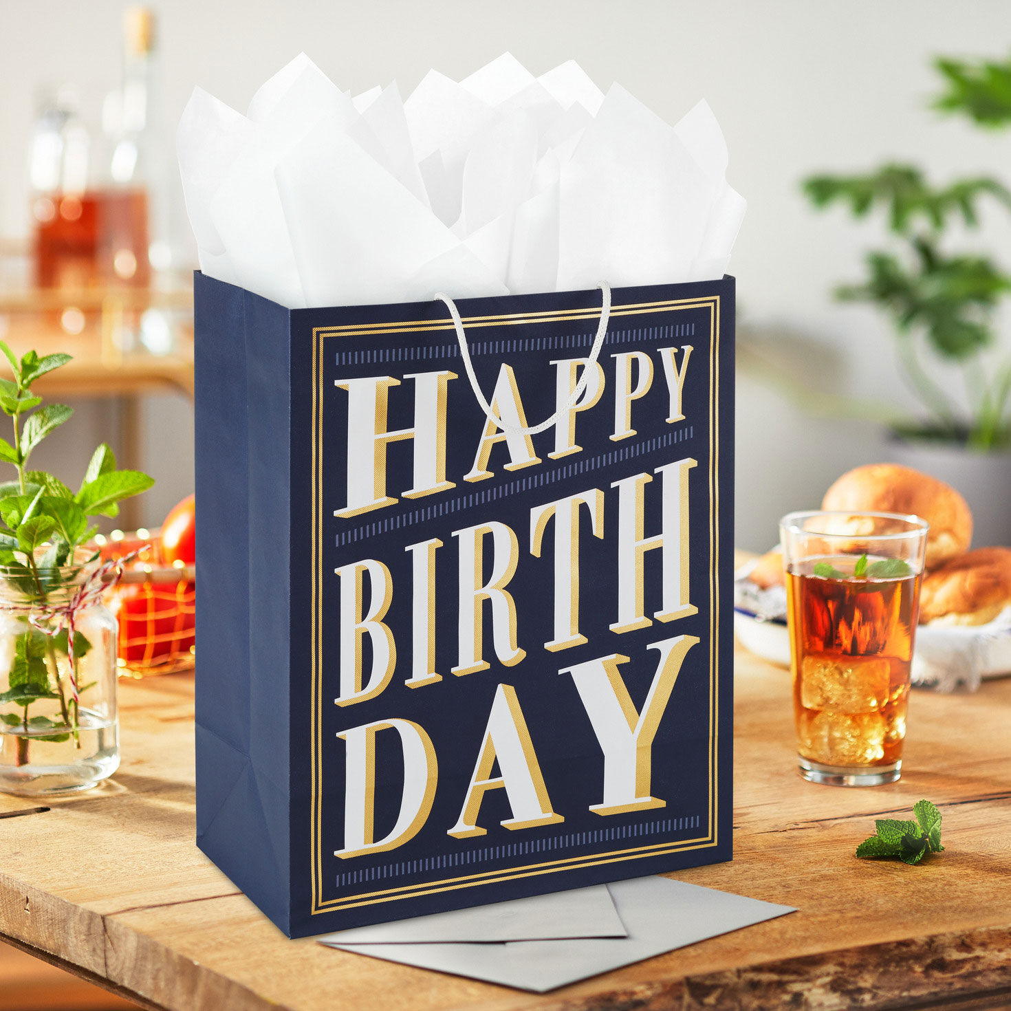 Art Deco Lettering Large Birthday Gift Bag In use image number 2