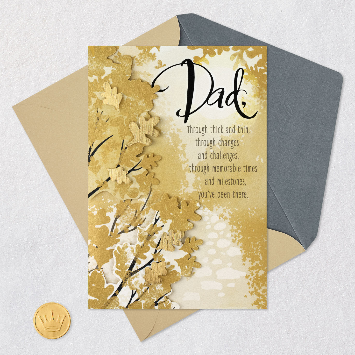 Trees on Path Dad Father's Day Card Card Front with Envelope and Gold Seal image number 6