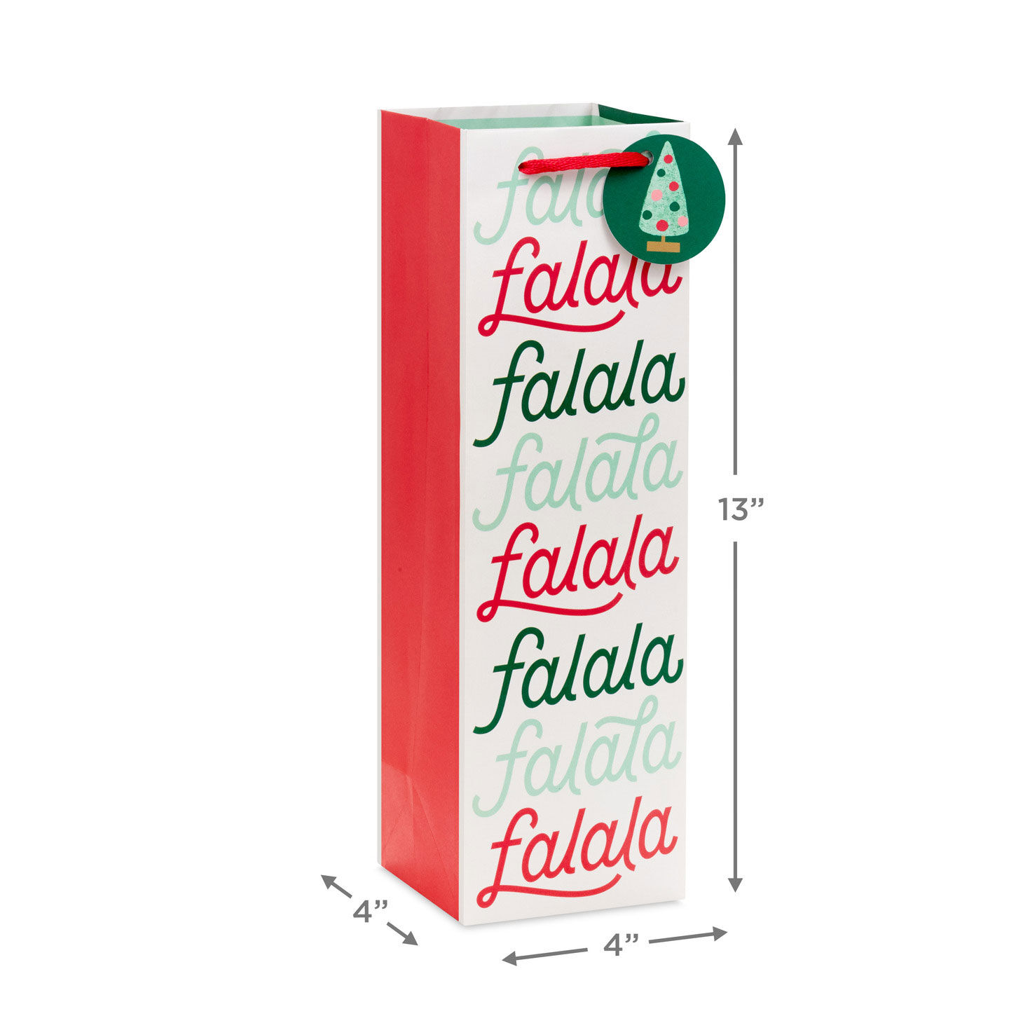 Assorted Red and Green Christmas-Patterned Wine Bags measurement image number 3