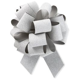 Silver Super Glitter Pull Bow, 5.5", Silver Super Glitter Pull Bow, 5.5", , large