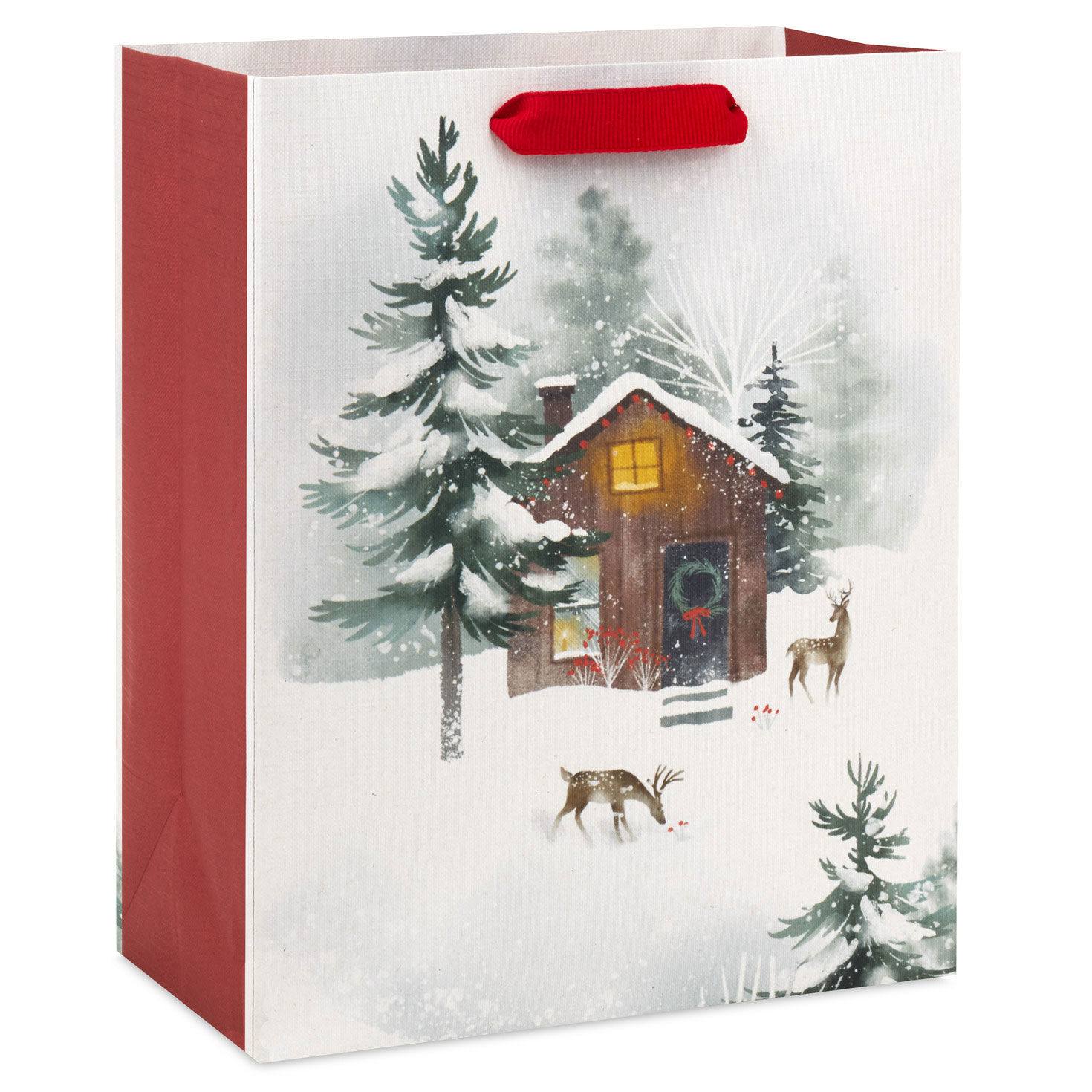 9.6" Cozy Cabin Scene Medium Holiday Gift Bag