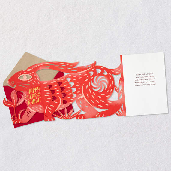 Happy Year of the Rabbit Laser-Cut Chinese New Year Card, , large image number 4