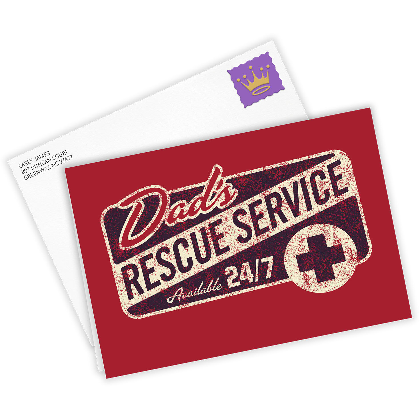 Dad's Rescue Service Personalized Father's Day Card Card Front with Envelope image number 2