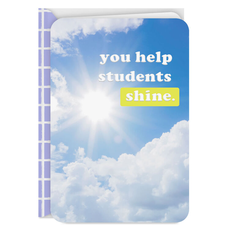 You Help Students Shine Thank You Card