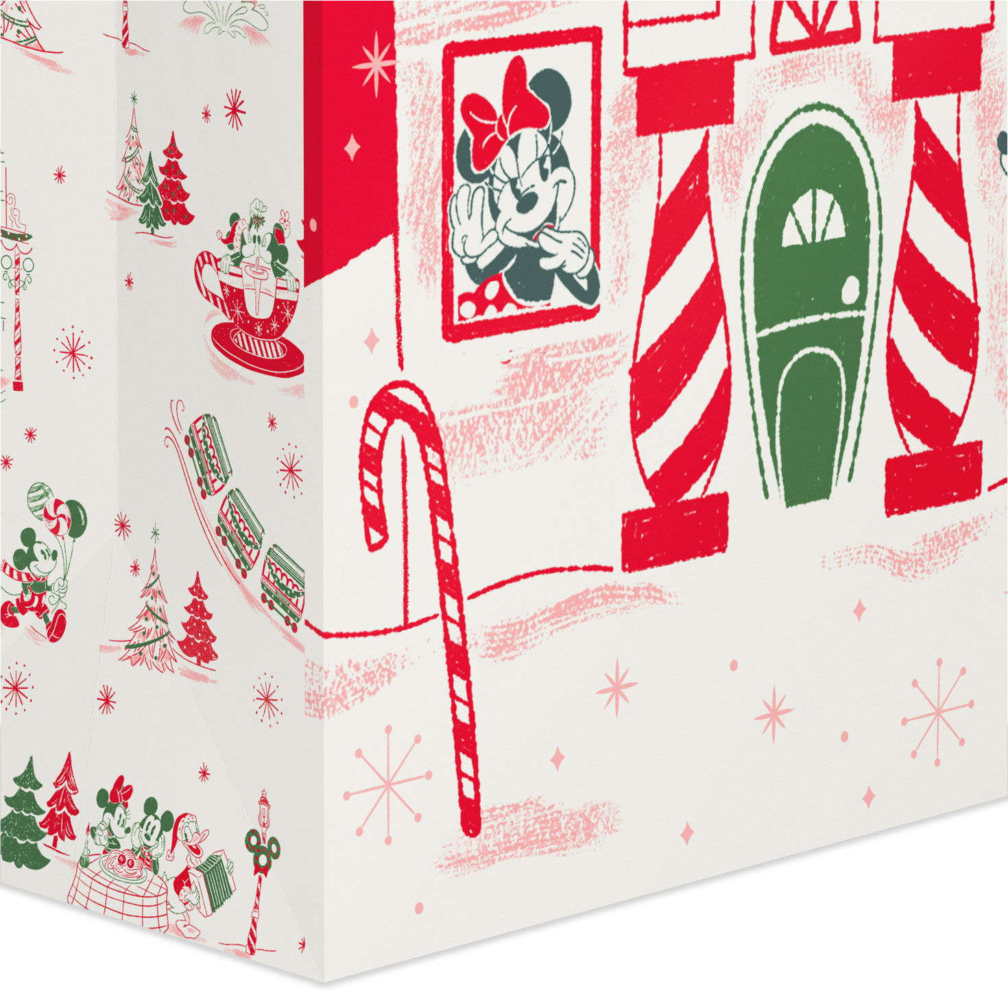 Red and Pink Large Disney Holiday Ever After Gift Bag Base/Side Detail image number 5