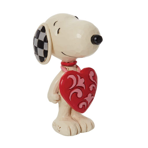 Jim Shore Peanuts Snoopy Wearing Heart Sign Mini Figurine, 3", 
