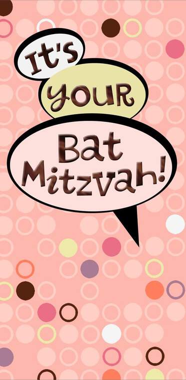 Pink Circles Bat Mitzvah Congratulations Money Holder Card, , large image number 1