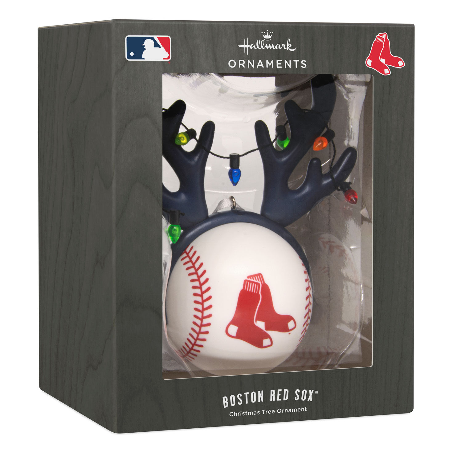 Red Sox Reindeer Baseball Christmas Ornament package front image number 7