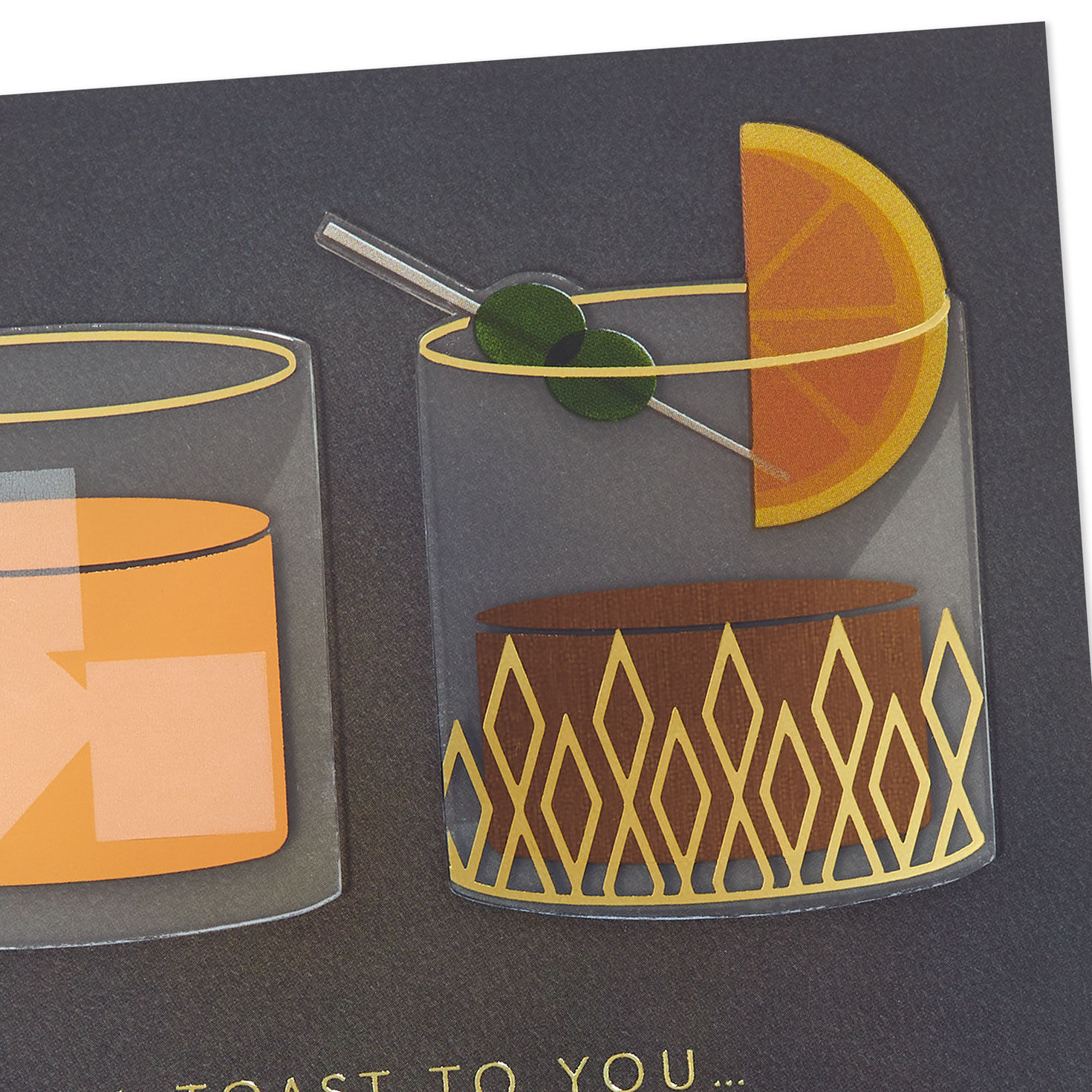 Cocktail Drinks Gray Birthday Card for Him Card Front Detail image number 4