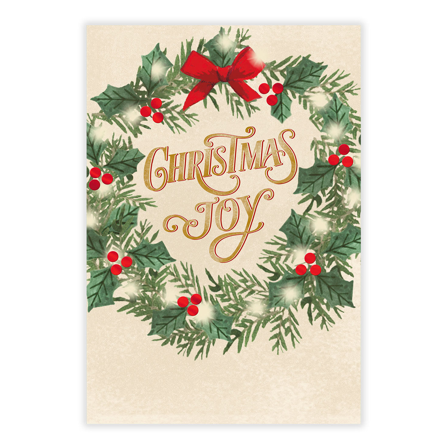 Christmas Joy Wreath Personalized Card front image number 2