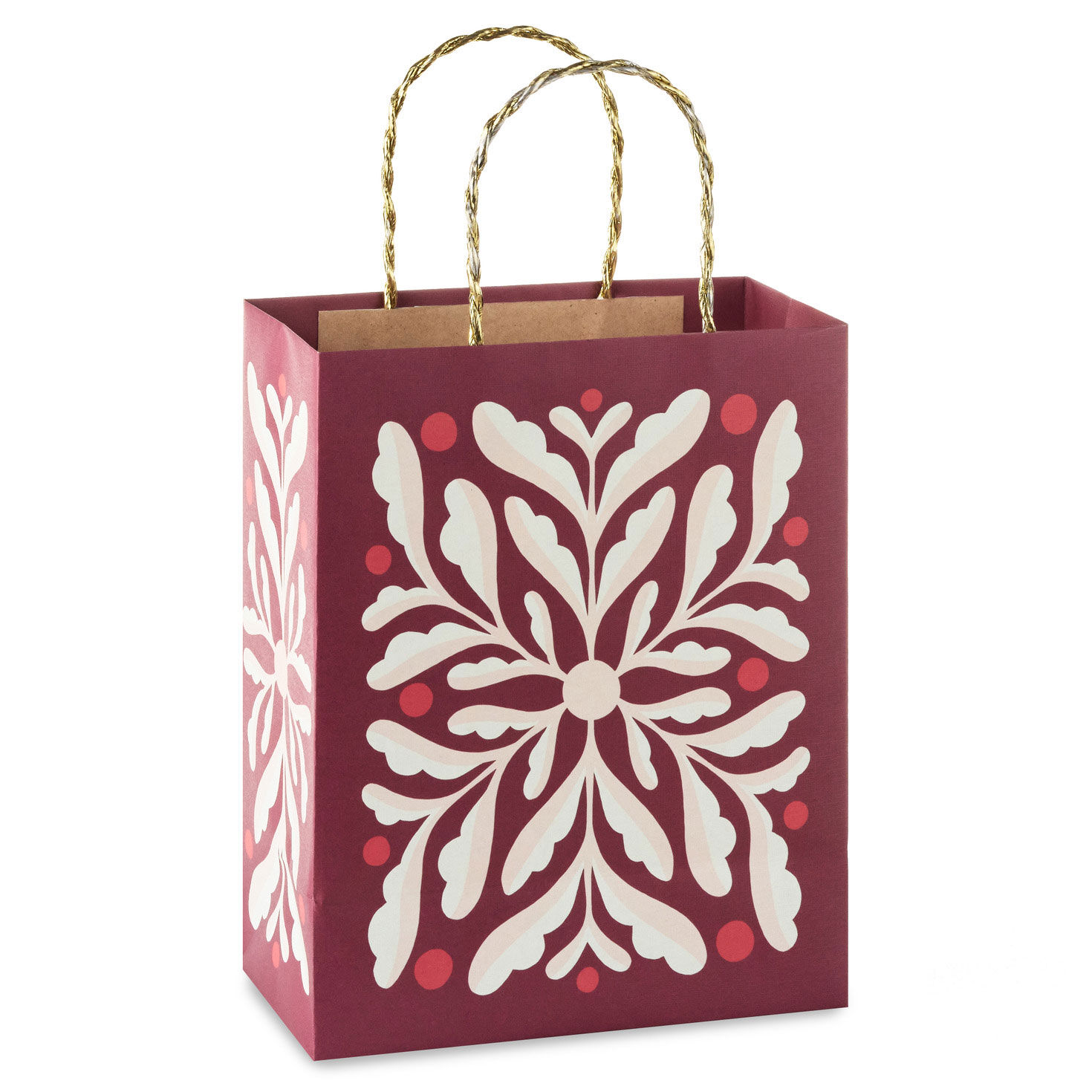 Abstract Flower on Dark Red Christmas Gift Bag Back image number 6