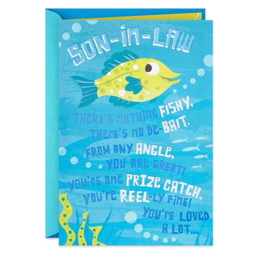Fishing Puns Funny Pop-Up Father's Day Card for Son-in-Law, 