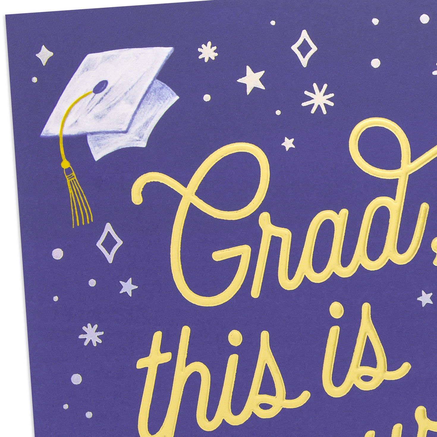 Mortarboard Caps and Stars Graduation Card Card Front Detail image number 4