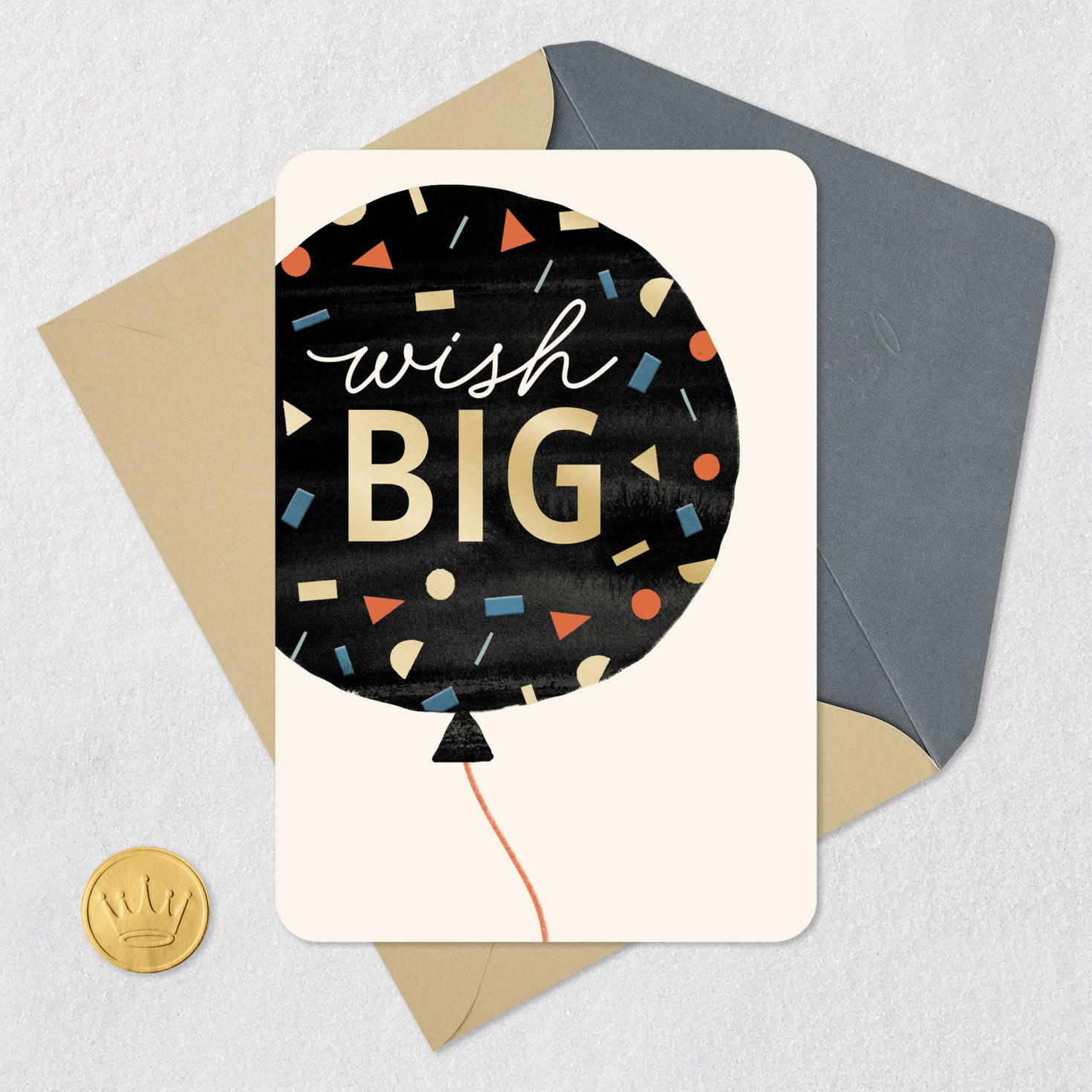 Big Balloon and Confetti Birthday Card Card Front with Envelope and Gold Seal image number 5