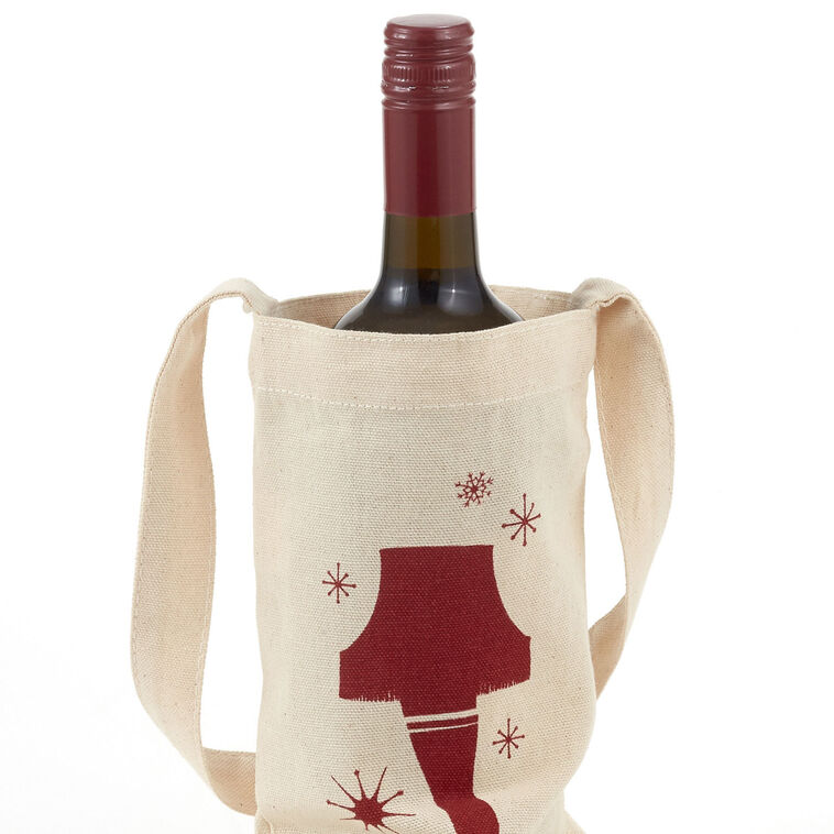 A Christmas Story Leg Lamp Canvas Wine Gift Tote closeup detail image number 5