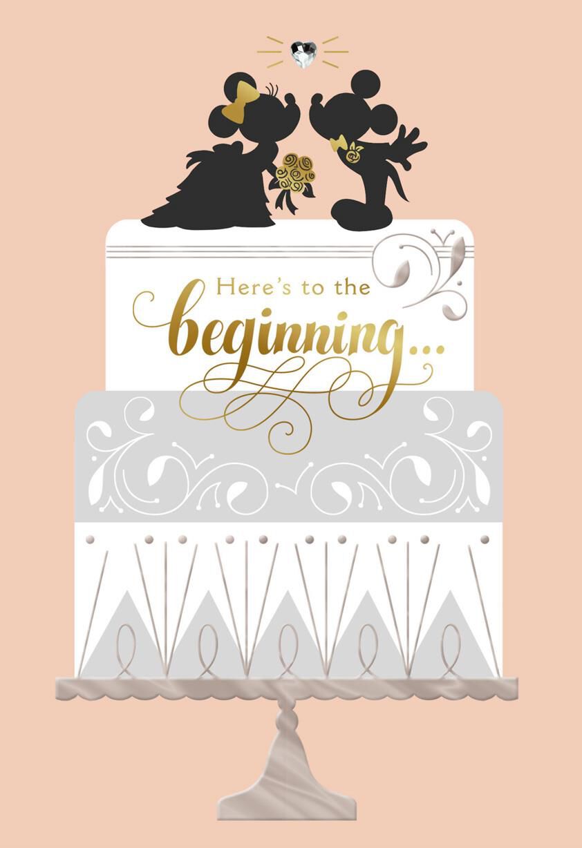 Mickey Mouse and Minnie Mouse Classic Romance Wedding Card