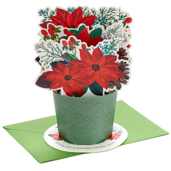 Red Poinsettias 3D Pop-Up Christmas Card, , large image number 1