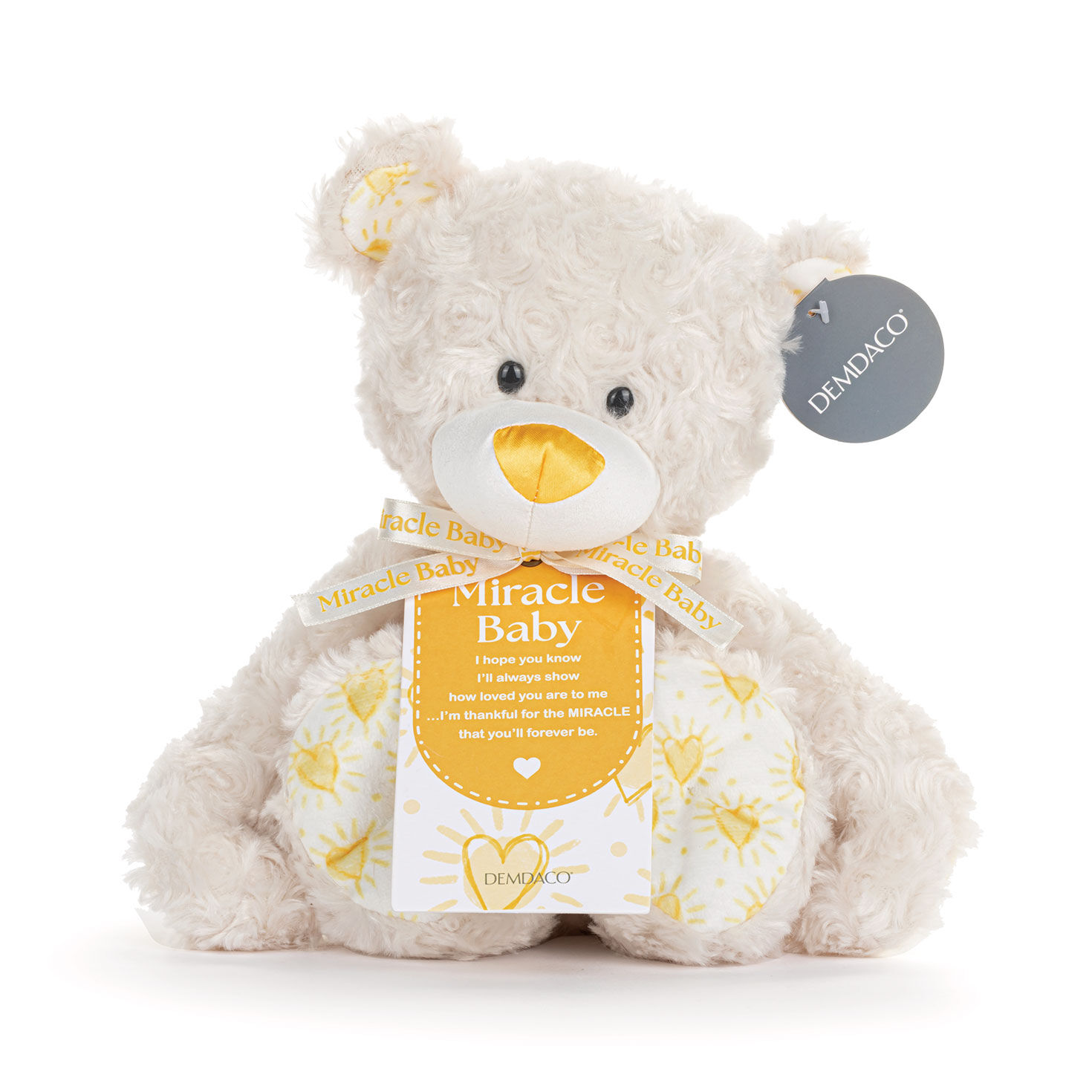 Cream Bear Stuffed Animal With Yellow Heart Accents package image number 4