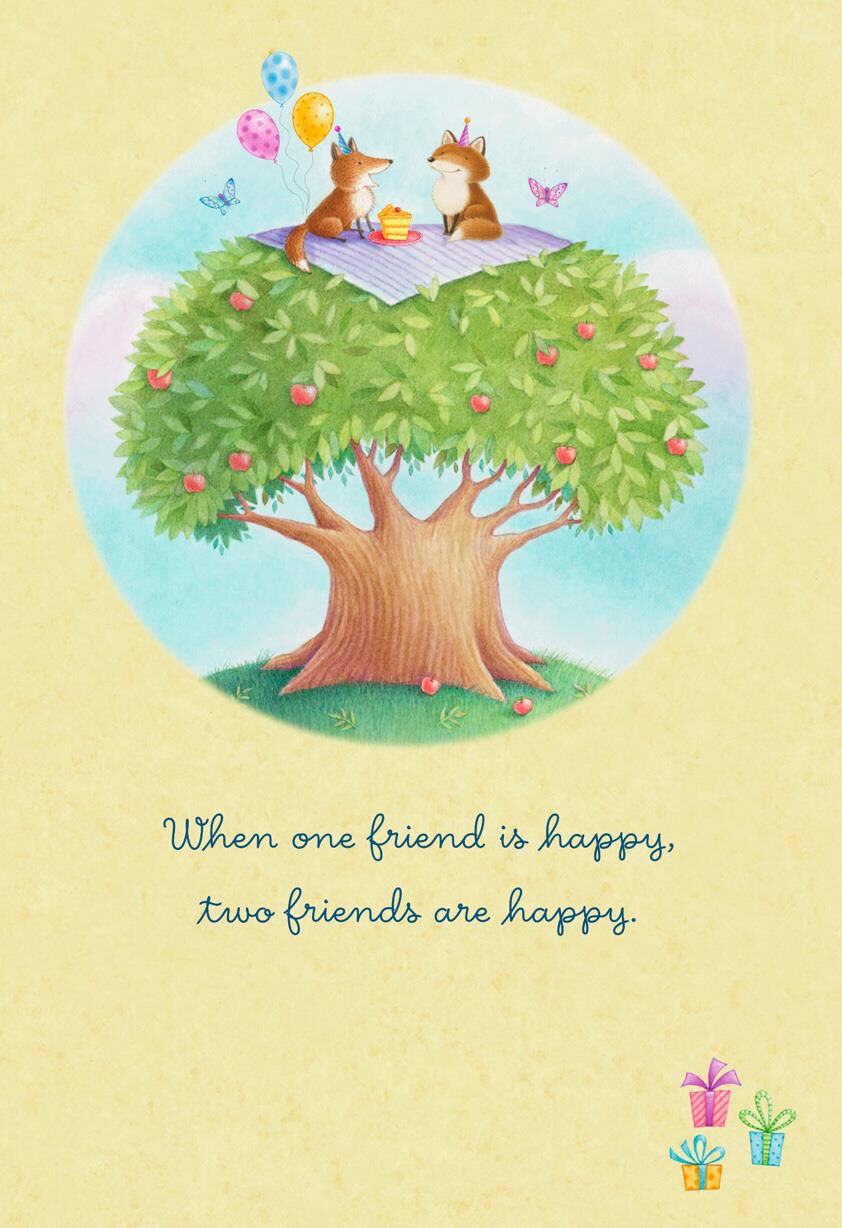 Happy Animals Picnicking Friend Birthday Card