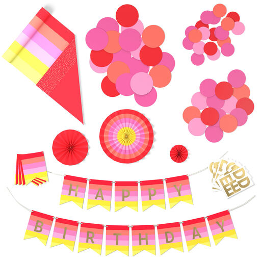 Color Pop Party Decor Kit, Warm Ombré Stripe, 