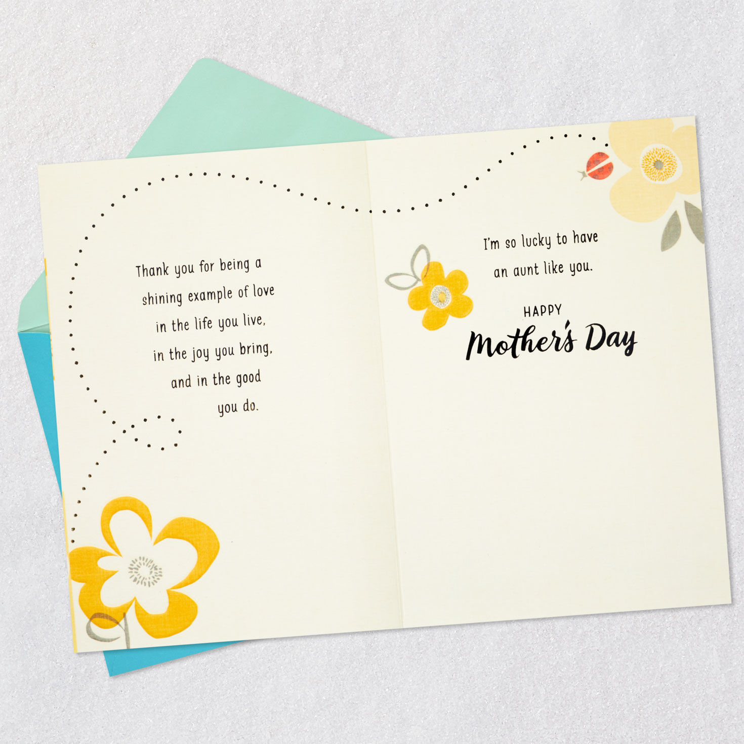 Yellow Flowers Mother's Day Card for Aunt Open card with envelope image number 4