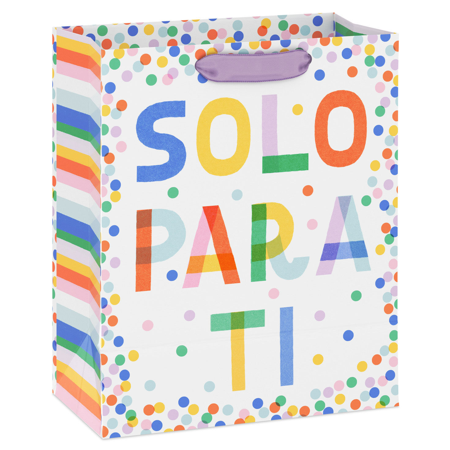 Spanish Language Colorful Dots Medium Gift Bag Back image number 6