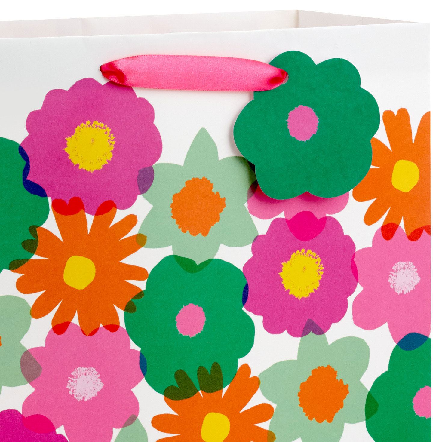 All-Over Flower Blossoms Large Gift Bag Handle Detail image number 4