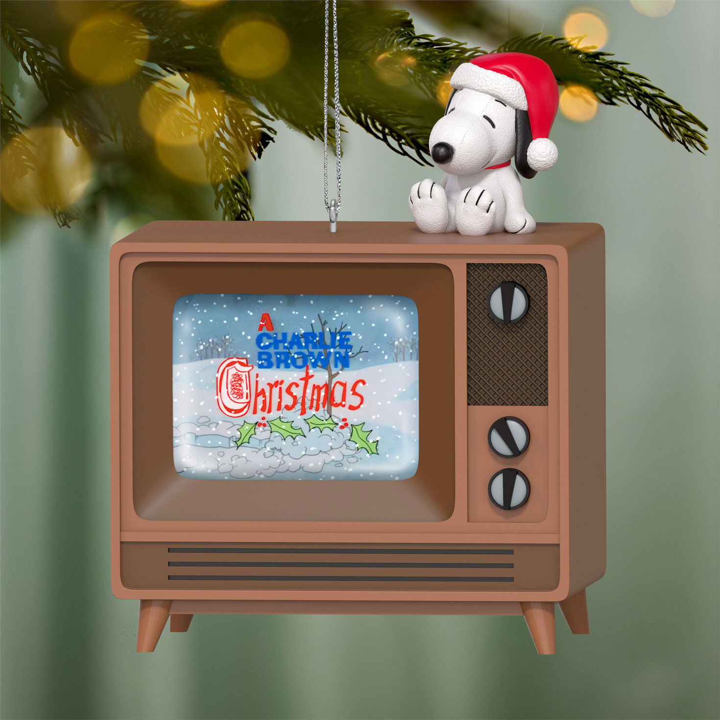 Snoopy on Vintage TV Keepsake Ornament hanging on tree image number 2