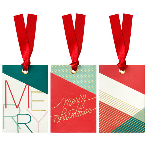 Modern and Merry 3-Pack Christmas Gift Card Holder Tags, 