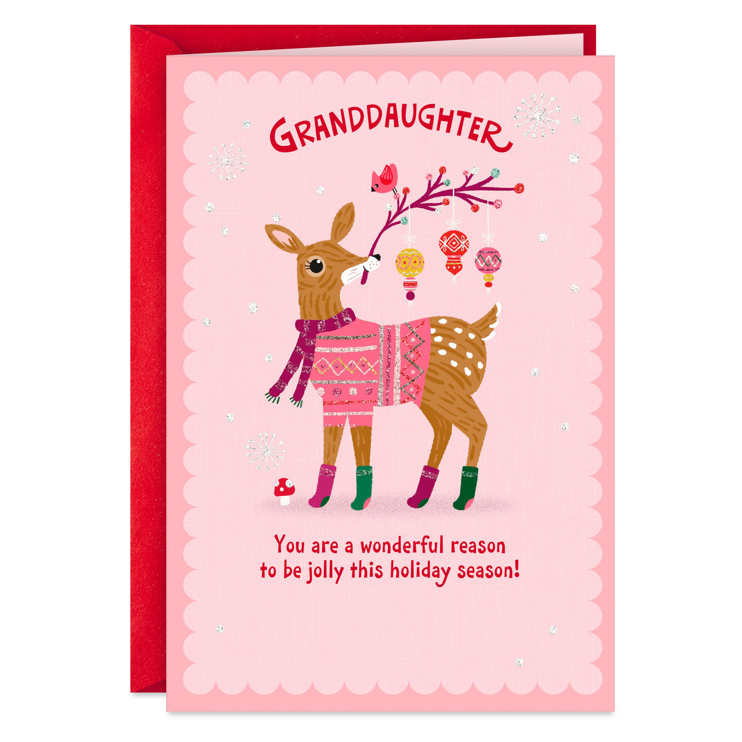 Deer in Pink Sweater Christmas Card for Granddaughter for only USD 0.99 | Hallmark