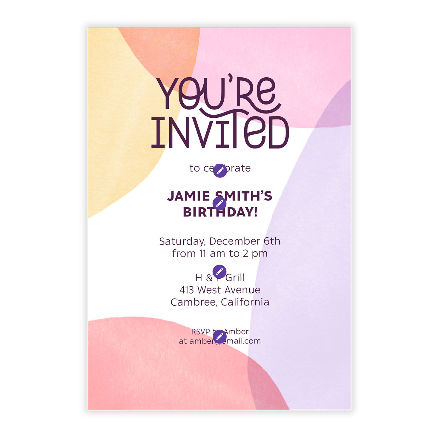 Pastel Colors Personalized Party Invitation front image number 5