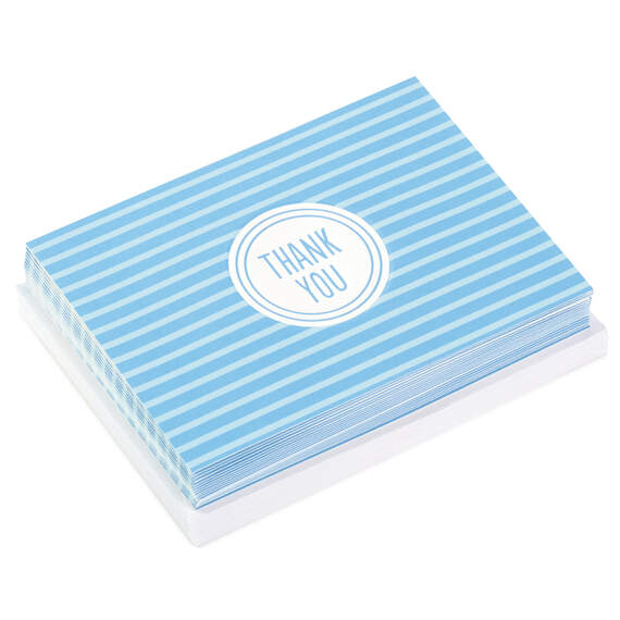 Blue Stripe Blank Thank-You Notes, Pack of 20, , large image number 1