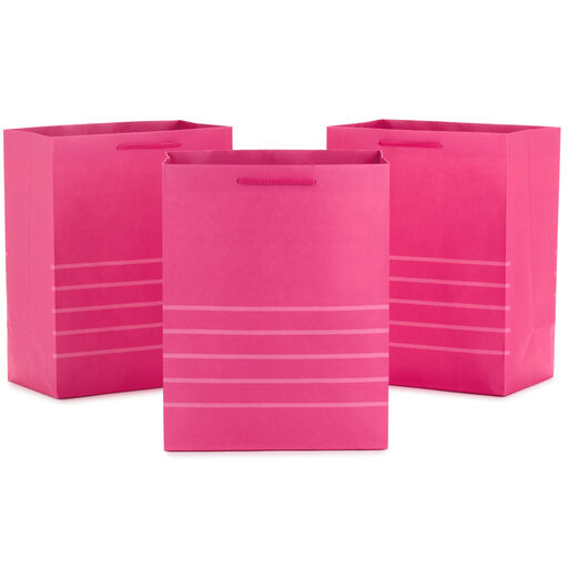11.5" Dark Pink 3-Pack Gift Bags, 