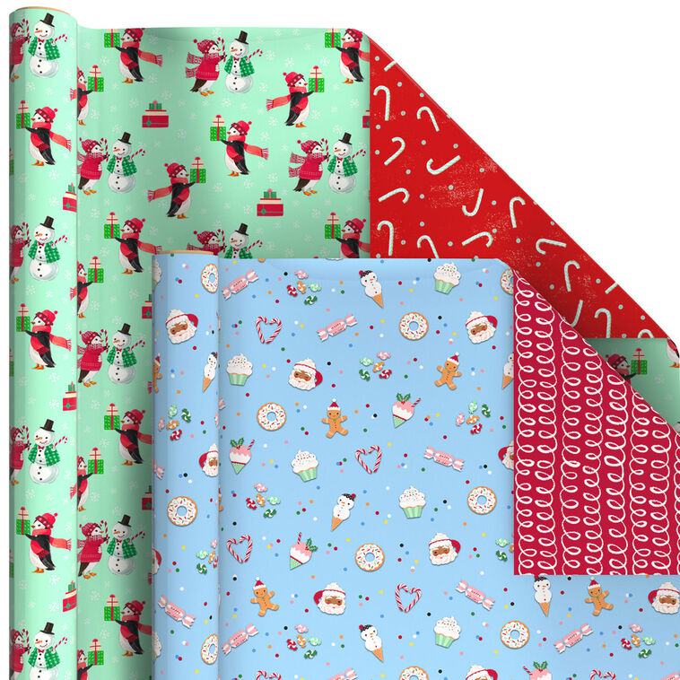 Oh So Merry 6-Pack Assorted Christmas Reversible Wrapping Paper Roll ...