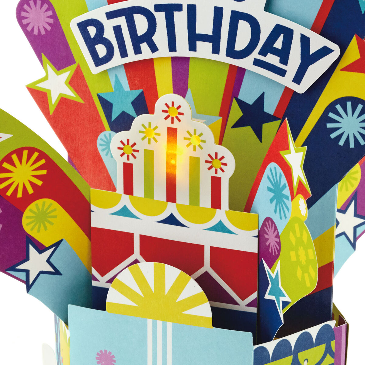 Celebrate Big Musical 3D PopUp Birthday Card With Light Greeting