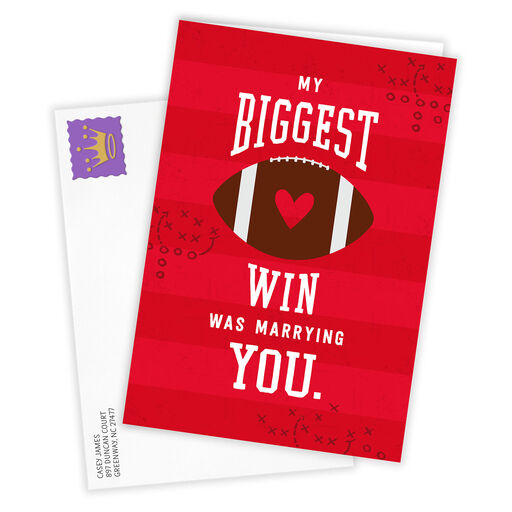 Team Us Football Folded Love Photo Card for Spouse, 