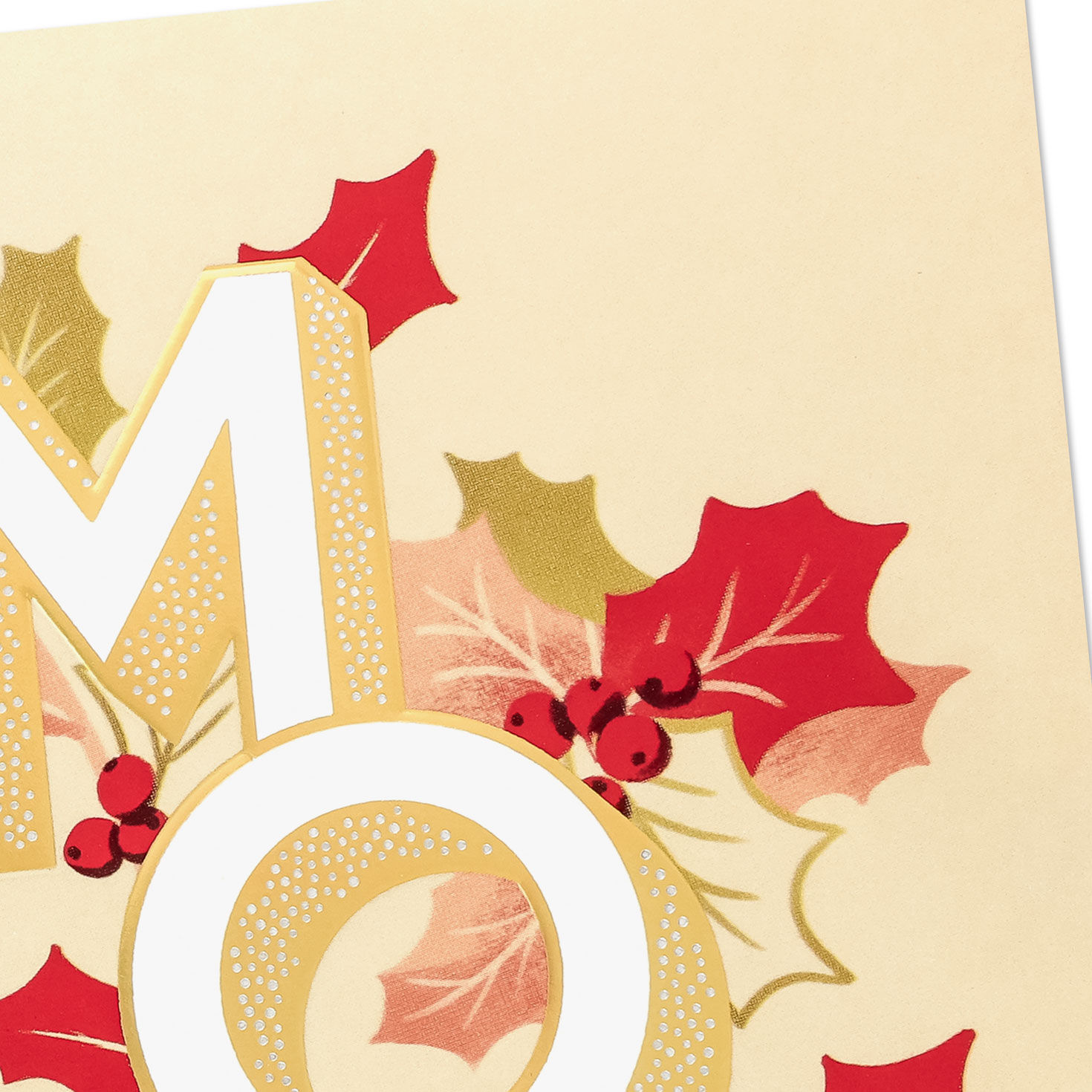 Red and Gold Holly Christmas Card for Mom Card Front Detail image number 5