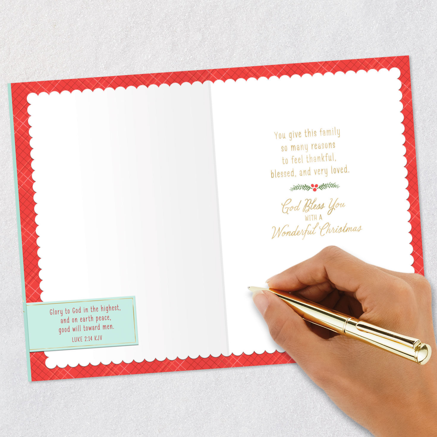 Botanicals on Green Christmas Card for Grandma Signing card image number 7