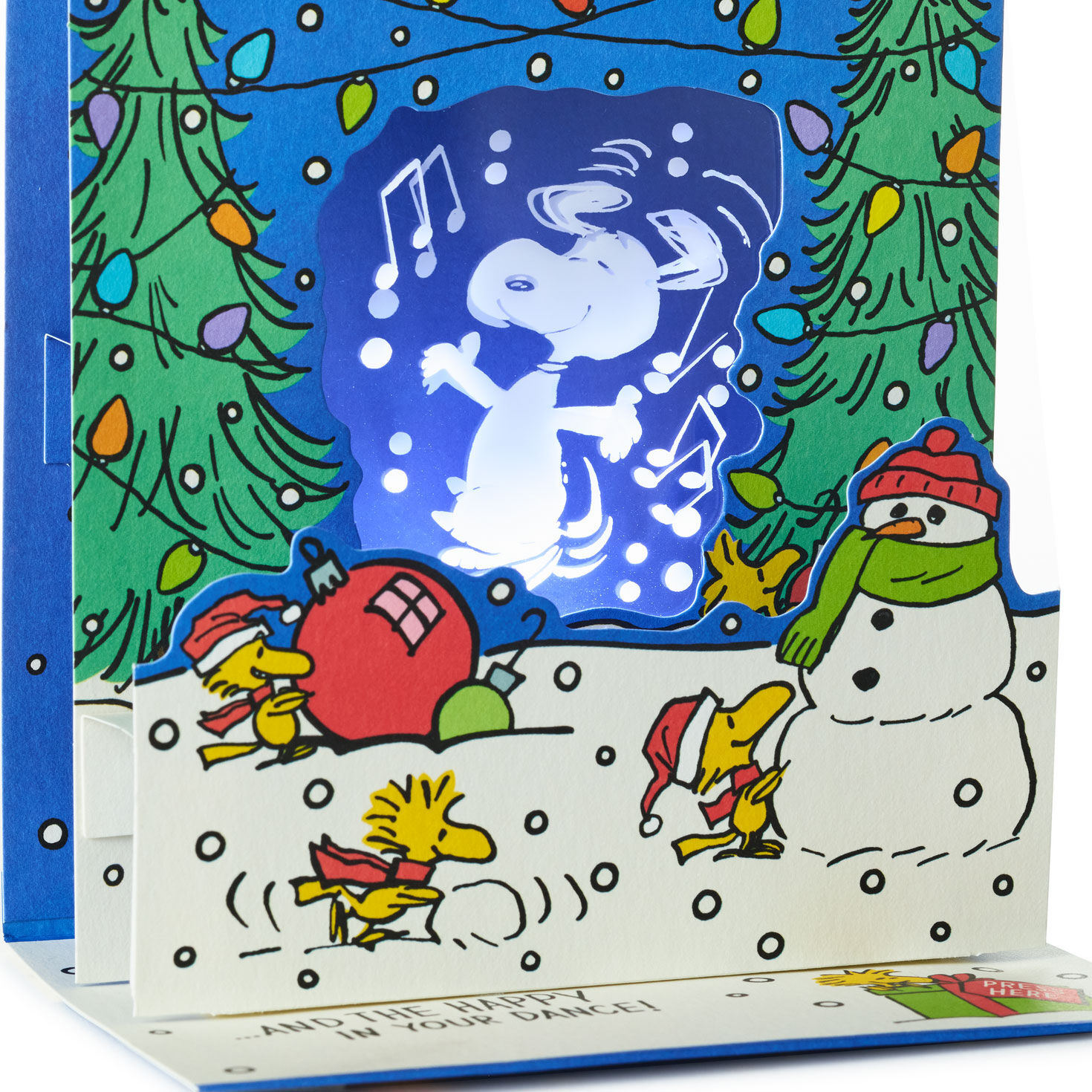 Musical Light-Up Snoopy Tree Farm Christmas Card Card Front Detail image number 5