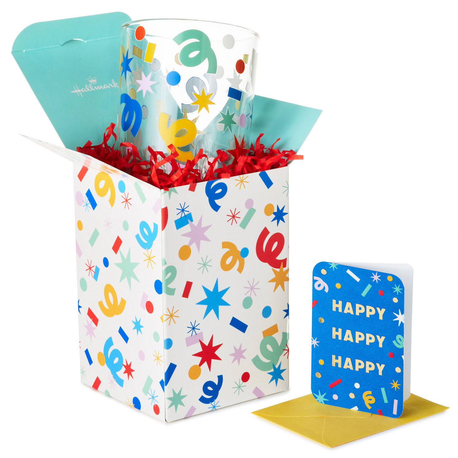 Hallmark+ Birthday Glass Gift Set Front open image number 1