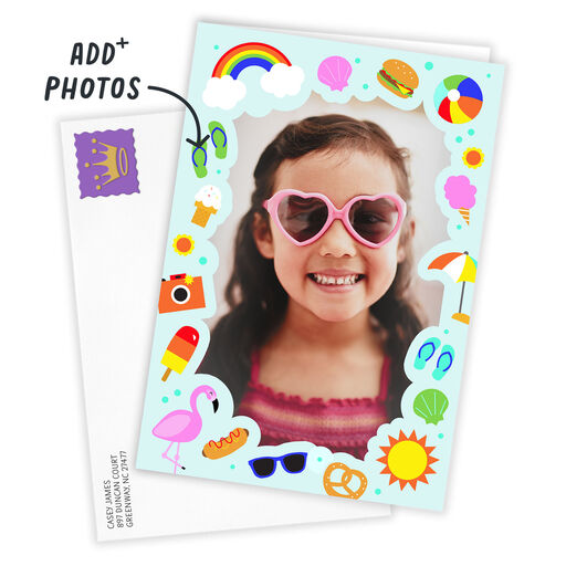 Fun Summer Vacation Icons Folded Photo Card, 