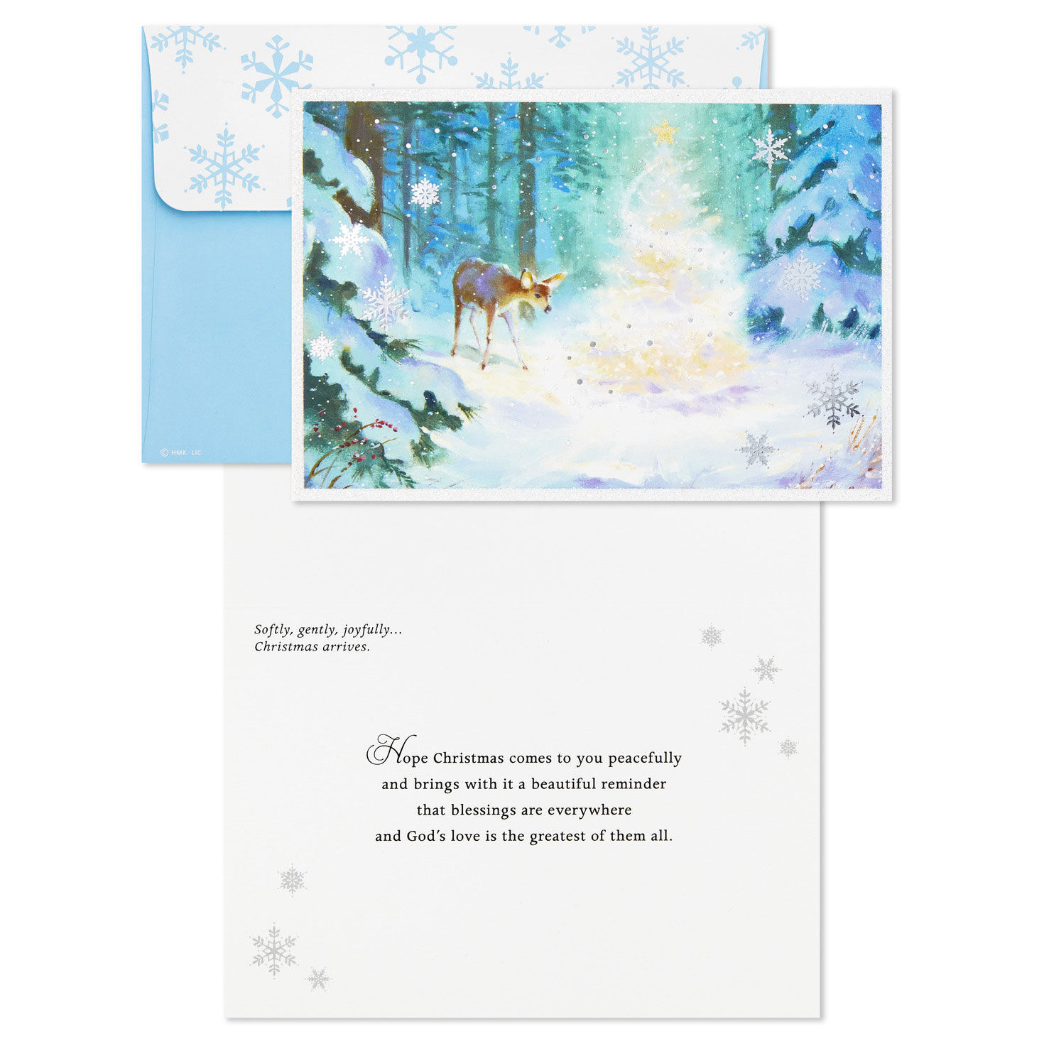 Deer and Tree in Forest Boxed Christmas Cards, Pack of 16, , large image number 3
