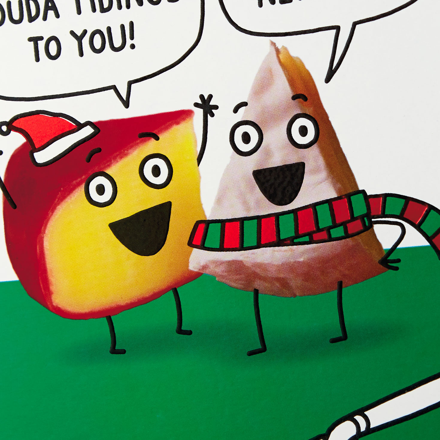 Cartoon Cheese Puns Funny Christmas Card Card Front Detail image number 4