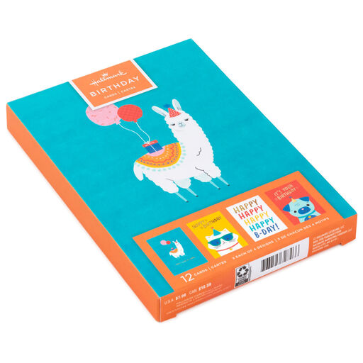 Assorted Fun Illustrations Birthday Cards, Pack of 12, 