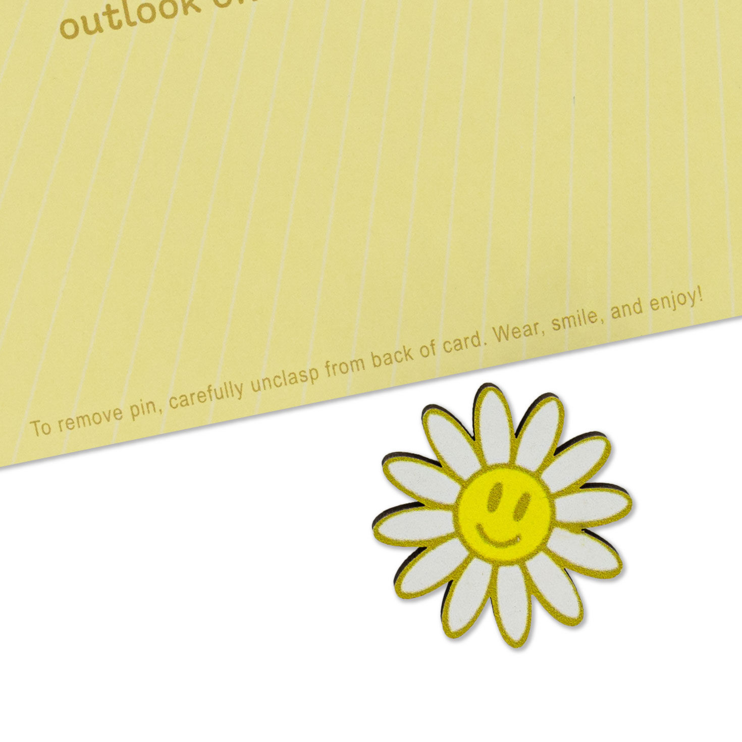 Smiling Daisy Pin on Yellow Ombr&eacute; Birthday Card attachment detail image number 6