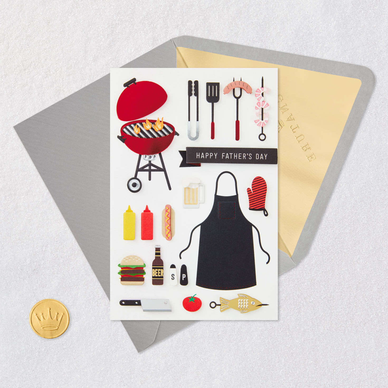 Grilling and Barbecue Collage Father's Day Card Card Front with Envelope and Gold Seal image number 6
