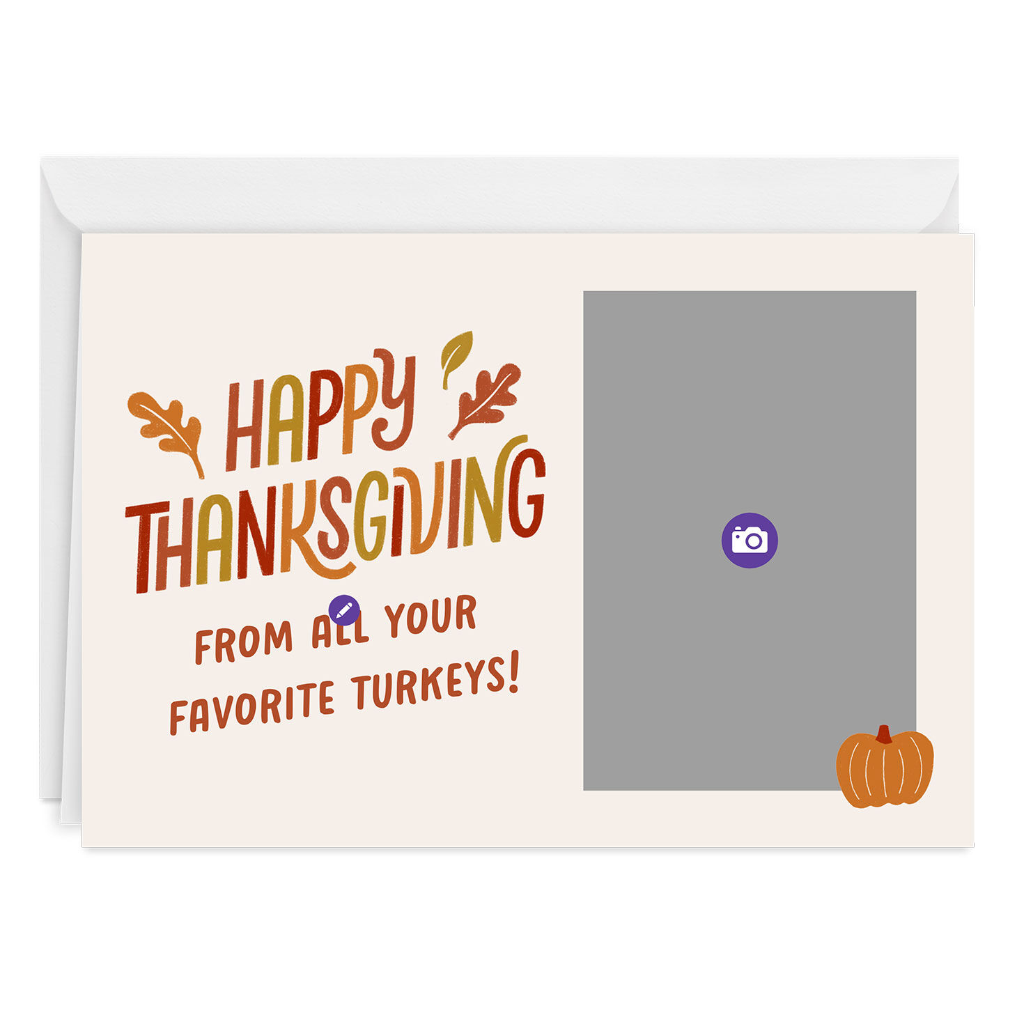Fall Lettering Personalized Thanksgiving Photo Card Card Front indicating personalization image number 3